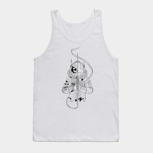 Space samurai skeleton transparent Tank Top